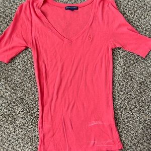 women’s pink ralph lauren v-neck top